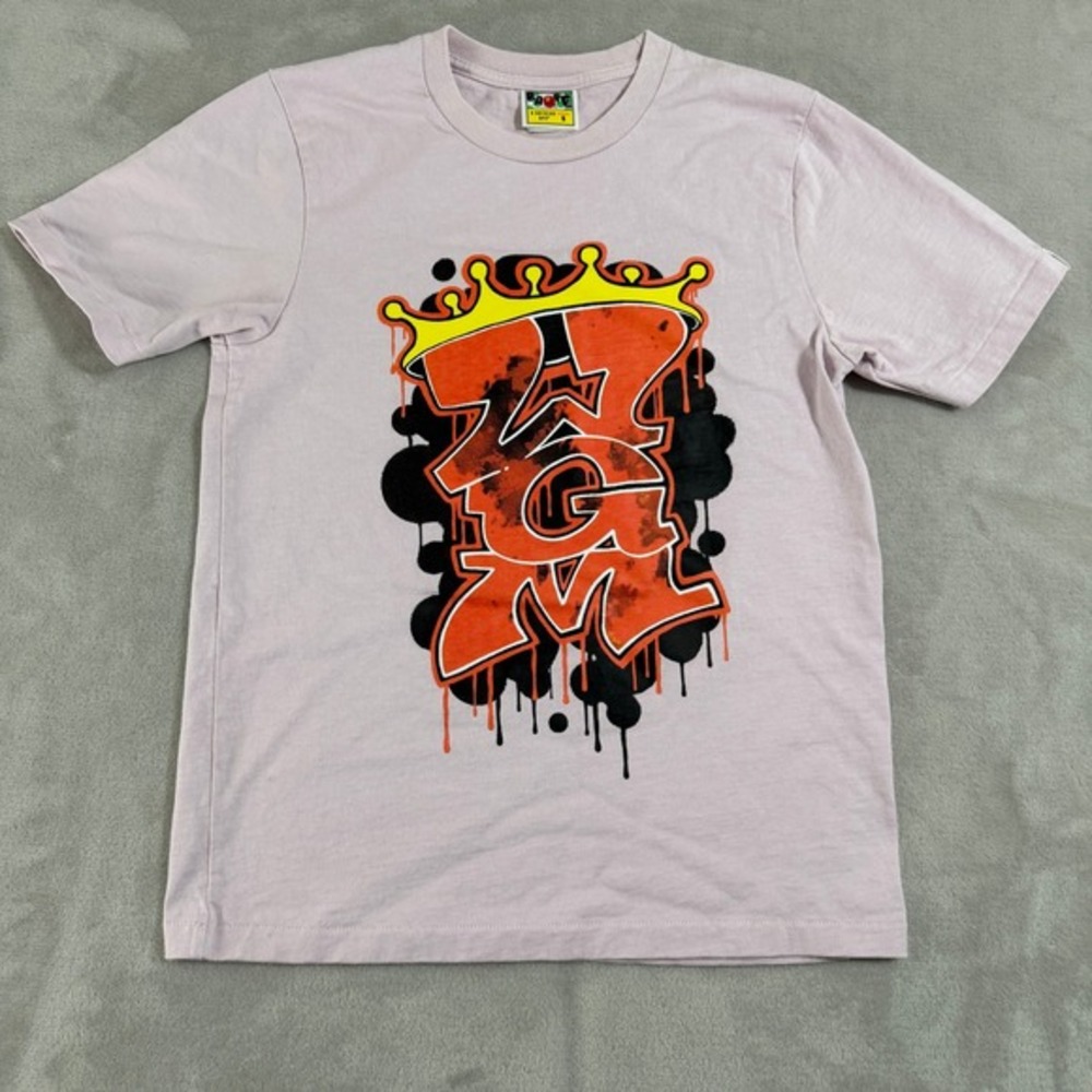 A‎ Bathing Ape BAPE Ladies ZGM Graffiti Crown T-Shirt Pink 001TEJ802045L Small